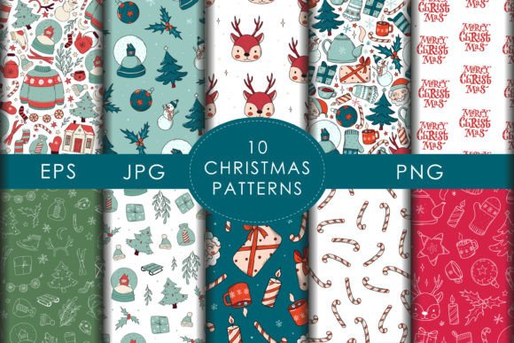 10 Christmas Seamless Patterns