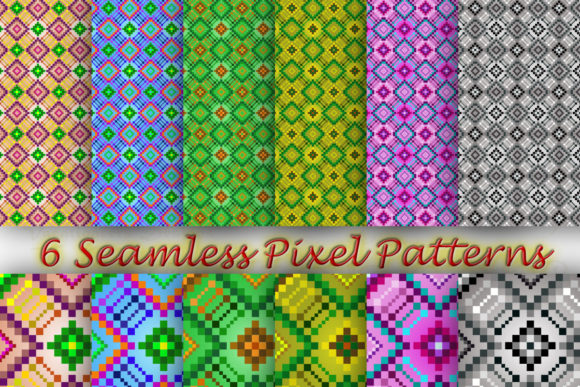 6 Seamless Digital Pixel Patterns