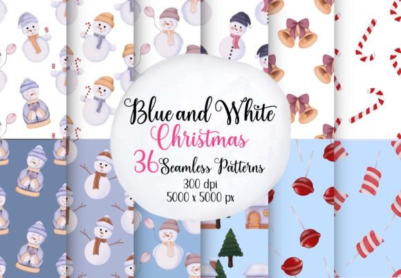 Blue White Christmas Seamless Patterns: Elegant, Versatile Design Resources for Print & Textile Projects