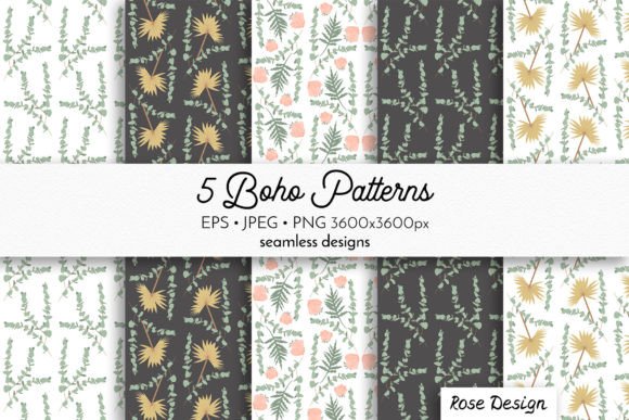 Eucalyptus - Boho Seamless Patterns Set