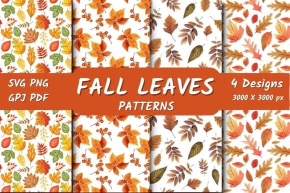 Fall Leaves Seamless Patterns Bundle
