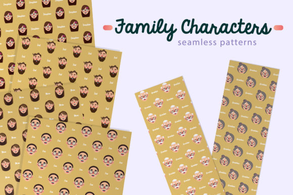 Family Characters Seamless Patterns D