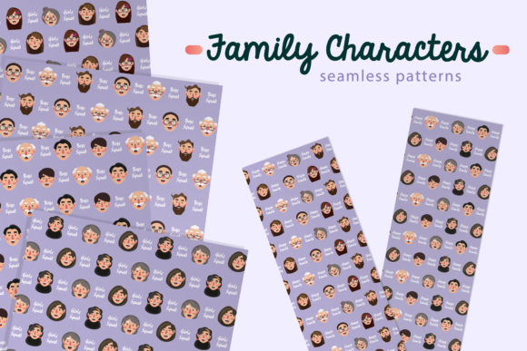 Family Characters Seamless Patterns O: Versatile, High-Quality Design Assets for Creative Projects