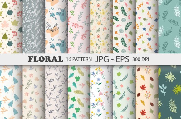 Floral Digital Paper Patterns: Unlock Creative Freedom with 16 Seamless JPG & EPS Designs