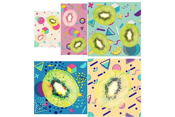 Kiwi Slice Vintage Geometric Patterns