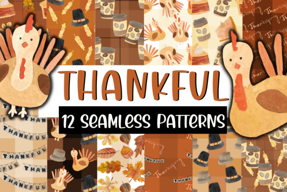 Thankful Seamless Patterns: Your Go-To Digital Paper Collection for Warm, Whimsical Thanksgiving Creativity
